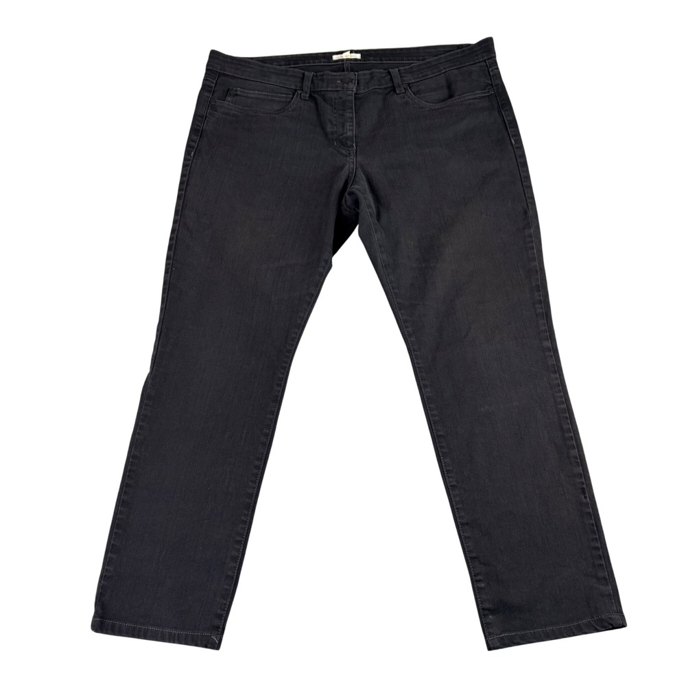 Eileen Fisher Women 16 Black Straight Leg Denim Jeans Designer Minimalist Chic